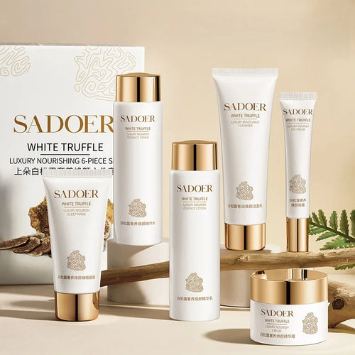 Coffret Soin à la Truffe Blanche Six Pièces, Riche en Extrait de Centella Asiatica, Niacinamide et Autres Ingrédients Bénéfiques pour la Peau, Enrichi en Divers Ingrédients Embellissants et Hydratants pour Réhydrater l